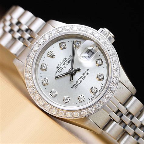 silver rolex watch women|used rolex silver watches.